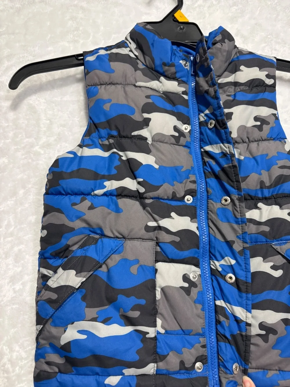 Gymboree Boys Blue gray Camouflage Puffer Vest Jacket w/Pockets Size Small 5-6